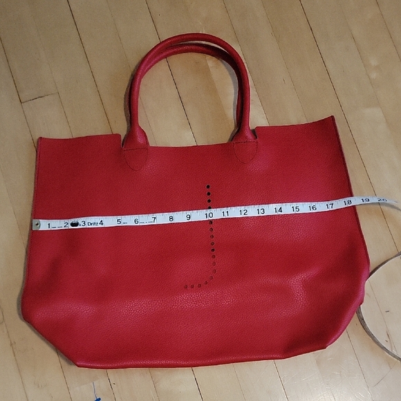 Mark And Graham Red Leather Tote Bag Purse -  J - Picture 10 of 12